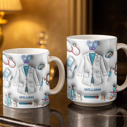 Custom Medical Professional Mug With Stethoscope And Equipment