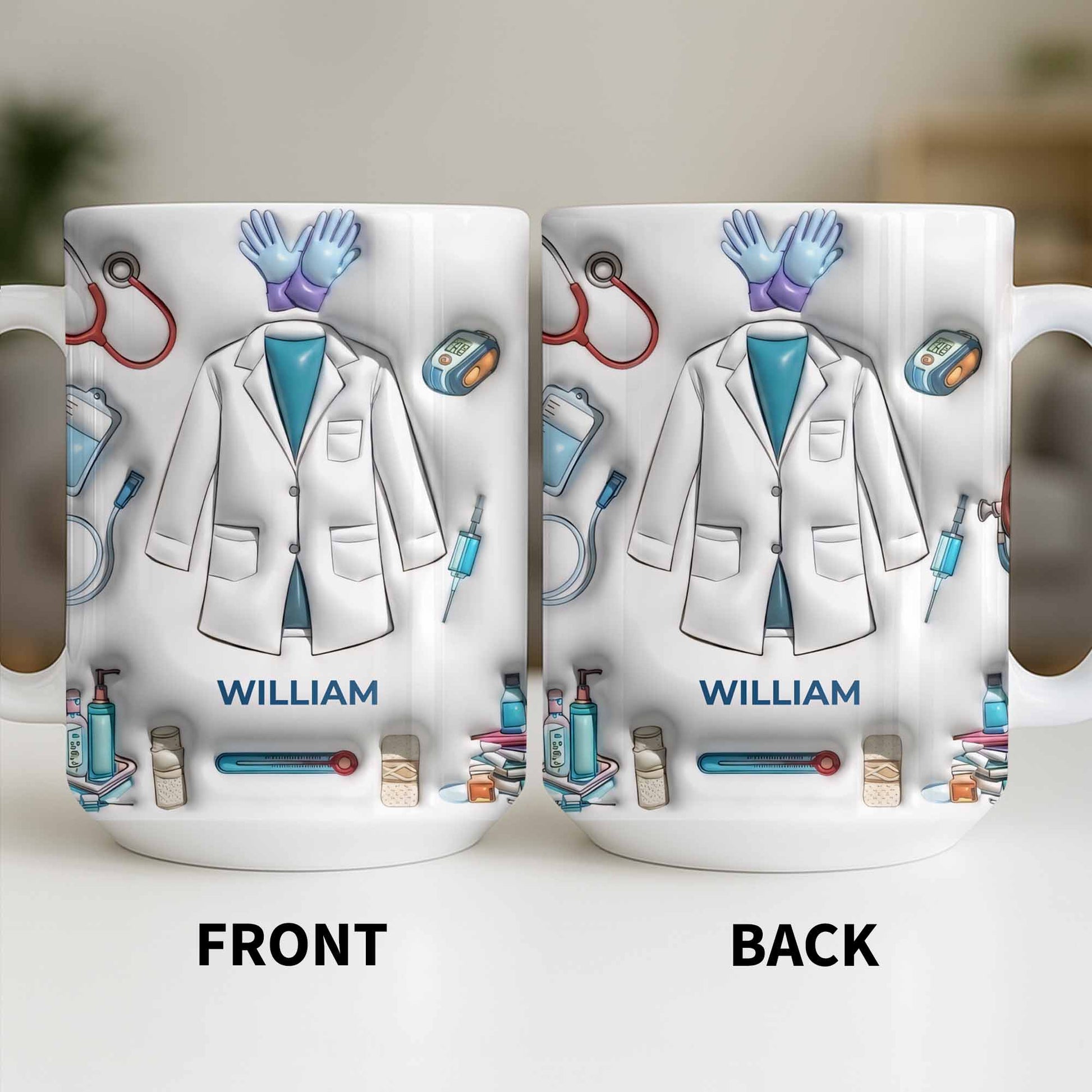 Custom Medical Professional Mug With Stethoscope And Equipment