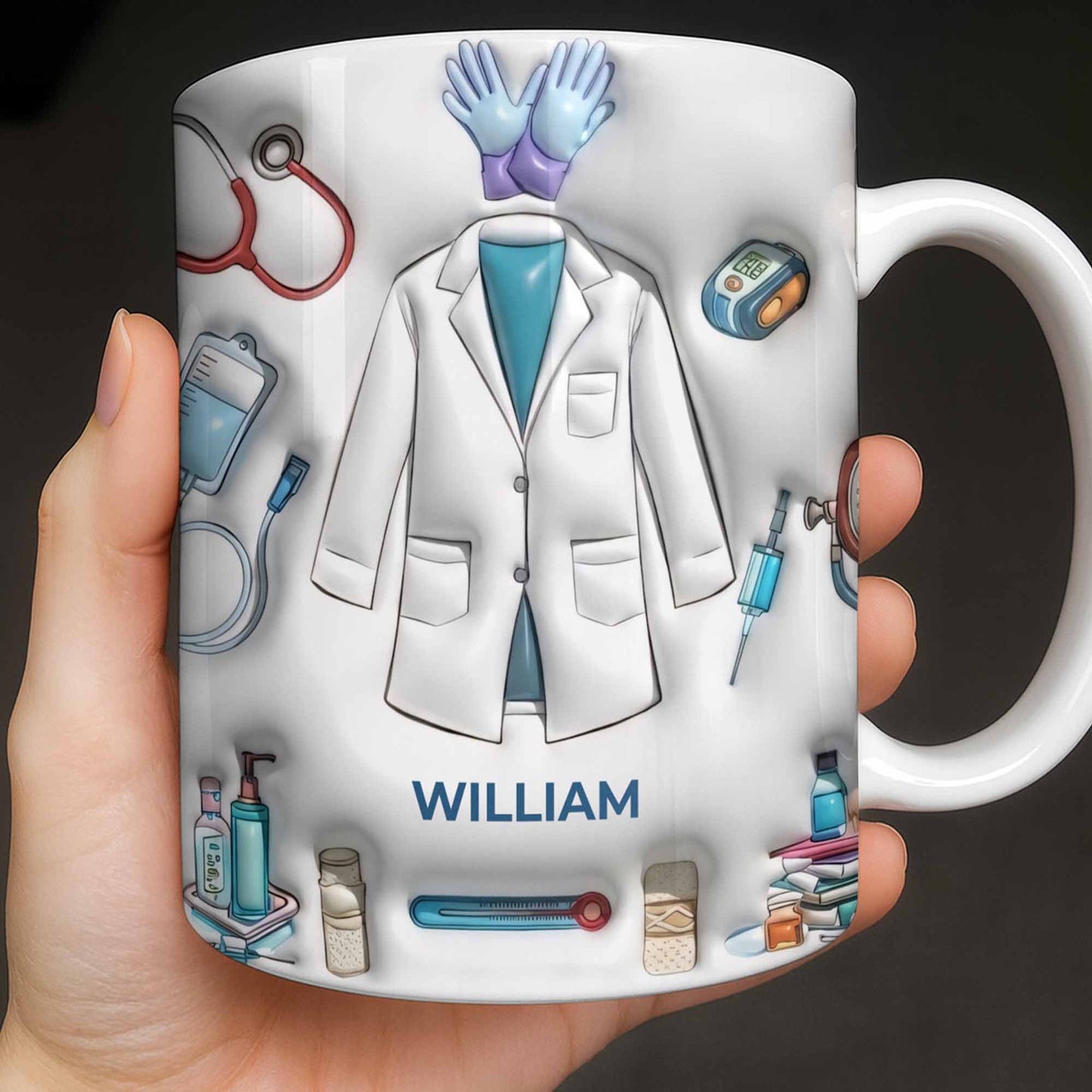 Custom Medical Professional Mug With Stethoscope And Equipment