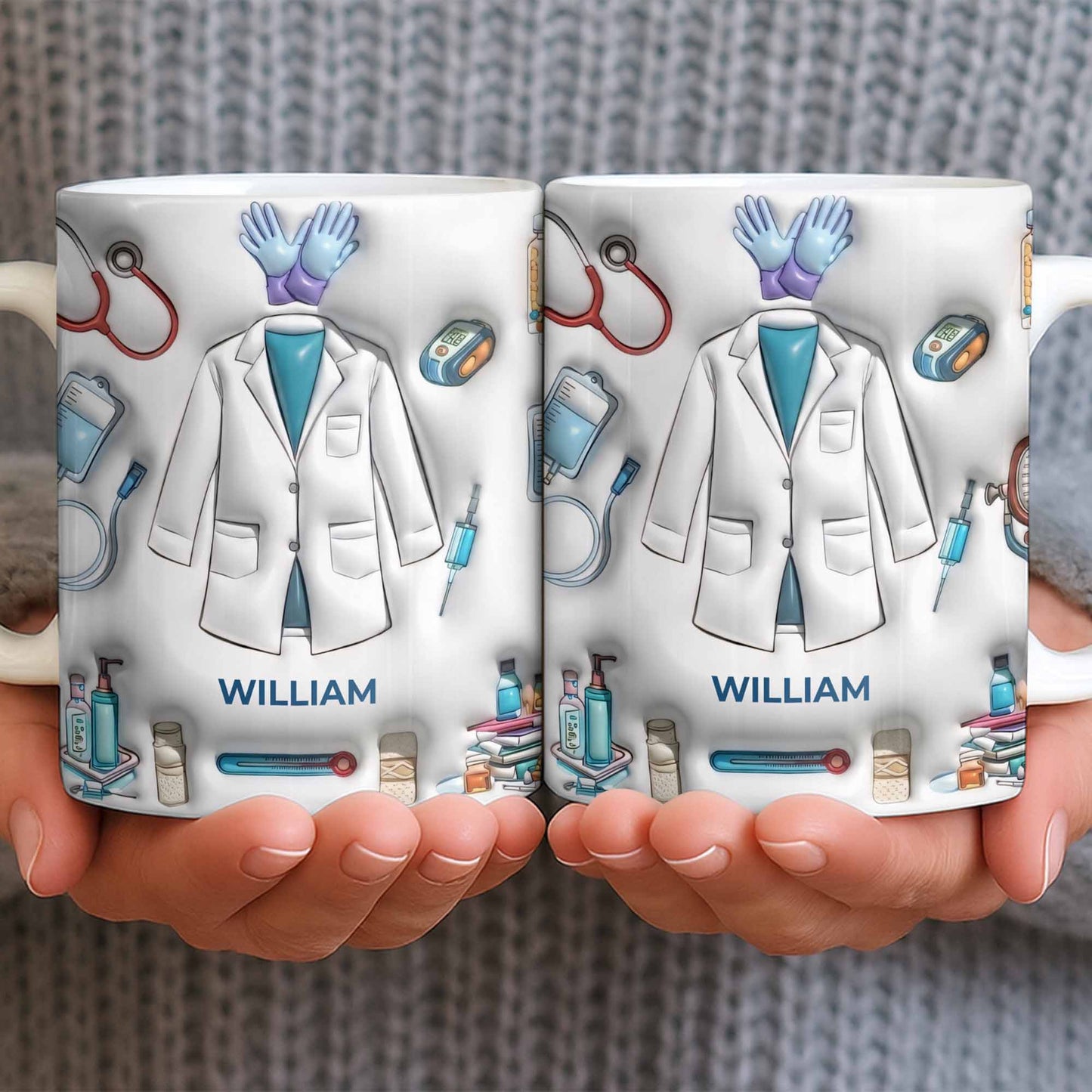 Custom Medical Professional Mug With Stethoscope And Equipment