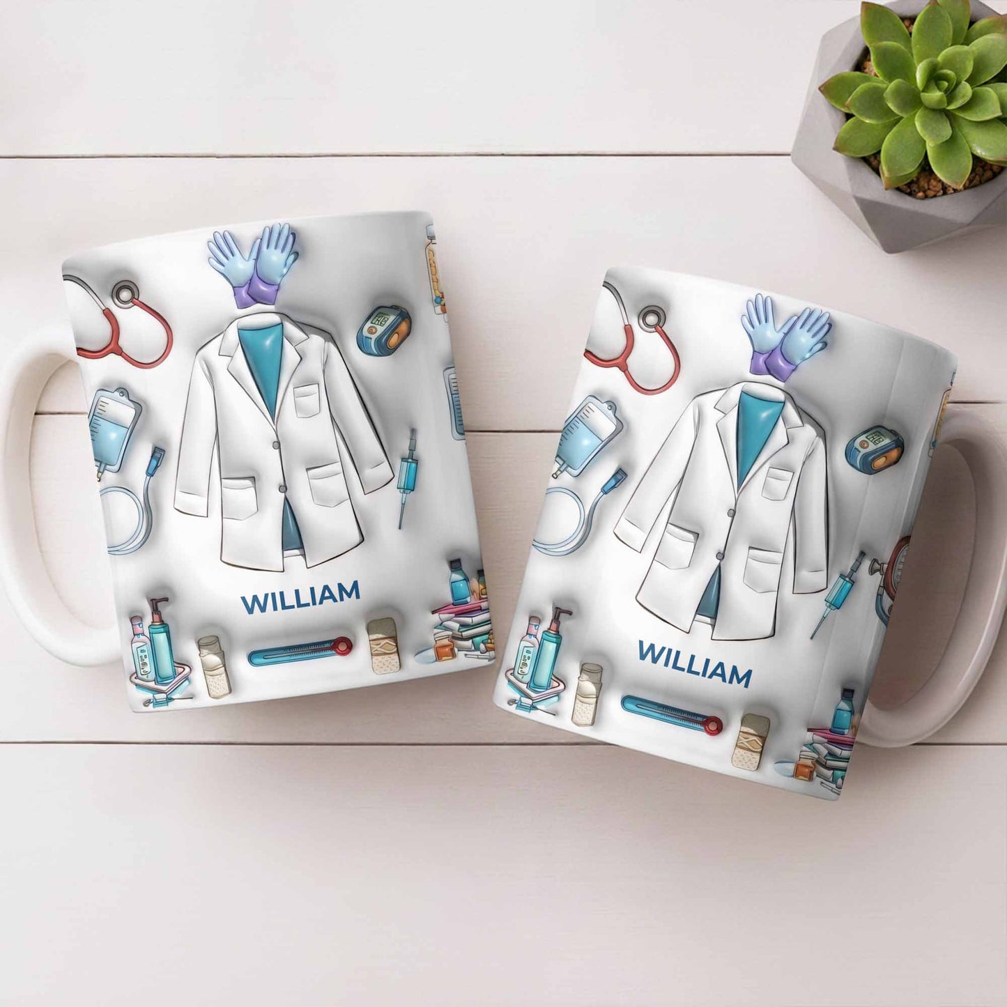 Custom Medical Professional Mug With Stethoscope And Equipment