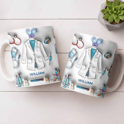 Custom Medical Professional Mug With Stethoscope And Equipment