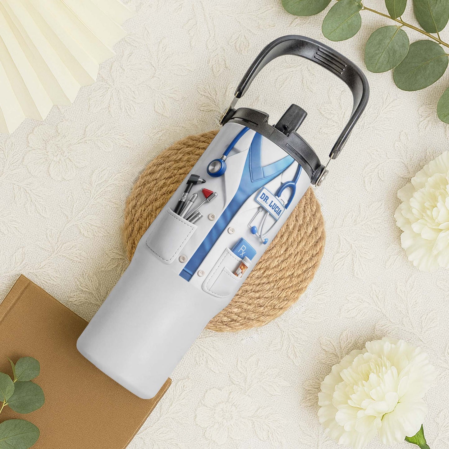 A Dedicated Healthcare Hero White Lab Coat With Stethoscope