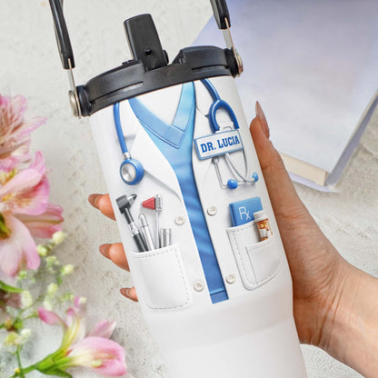 A Dedicated Healthcare Hero White Lab Coat With Stethoscope