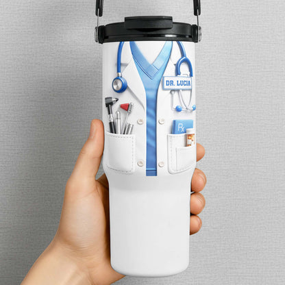 A Dedicated Healthcare Hero White Lab Coat With Stethoscope