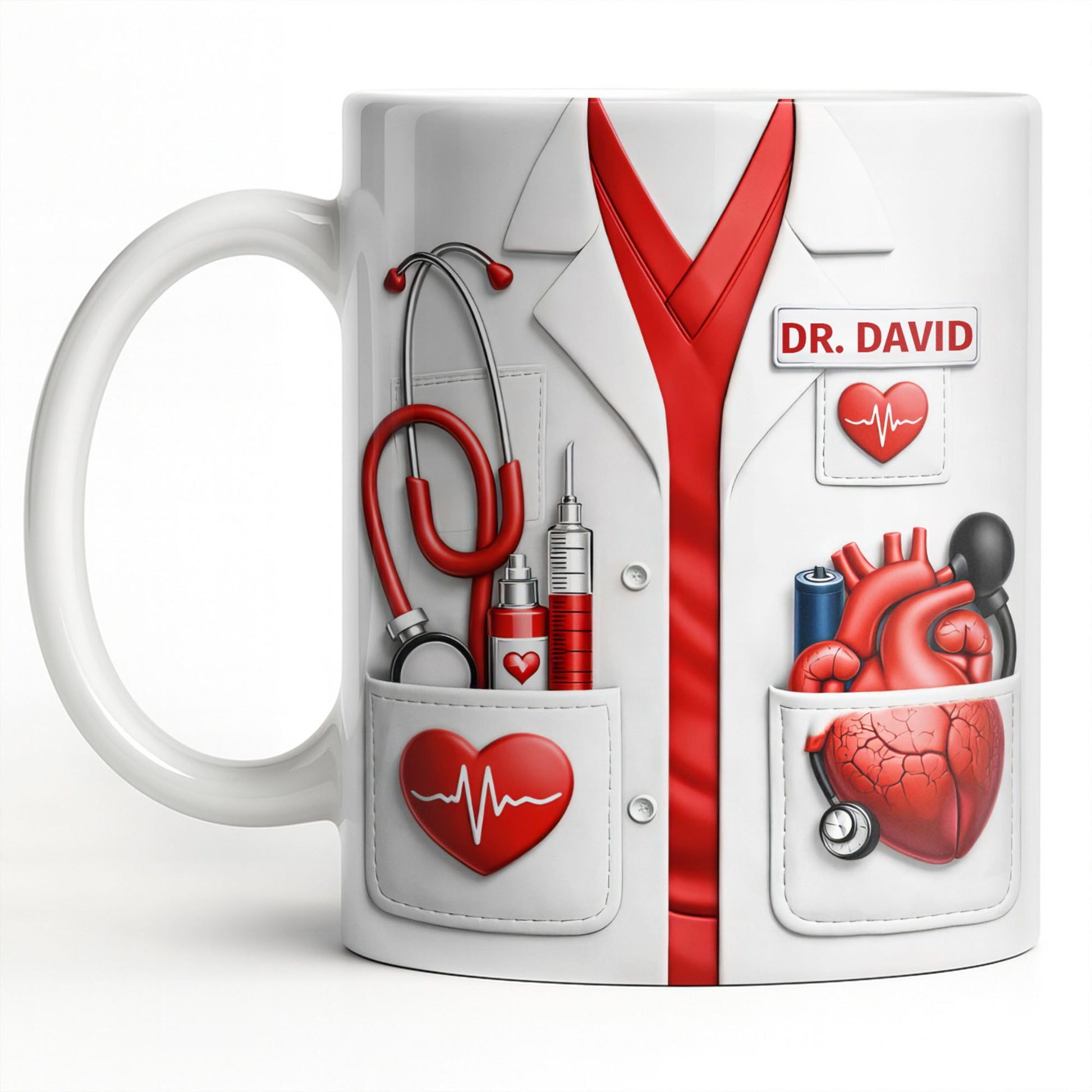 To My Favorite Doctor Highlighting Medical Tools and Heartbeat
