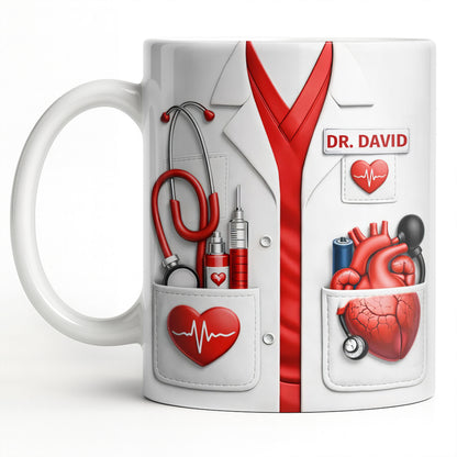 To My Favorite Doctor Highlighting Medical Tools and Heartbeat
