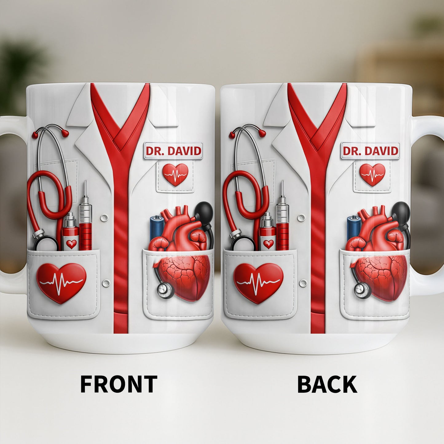 To My Favorite Doctor Highlighting Medical Tools and Heartbeat