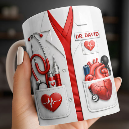 To My Favorite Doctor Highlighting Medical Tools and Heartbeat