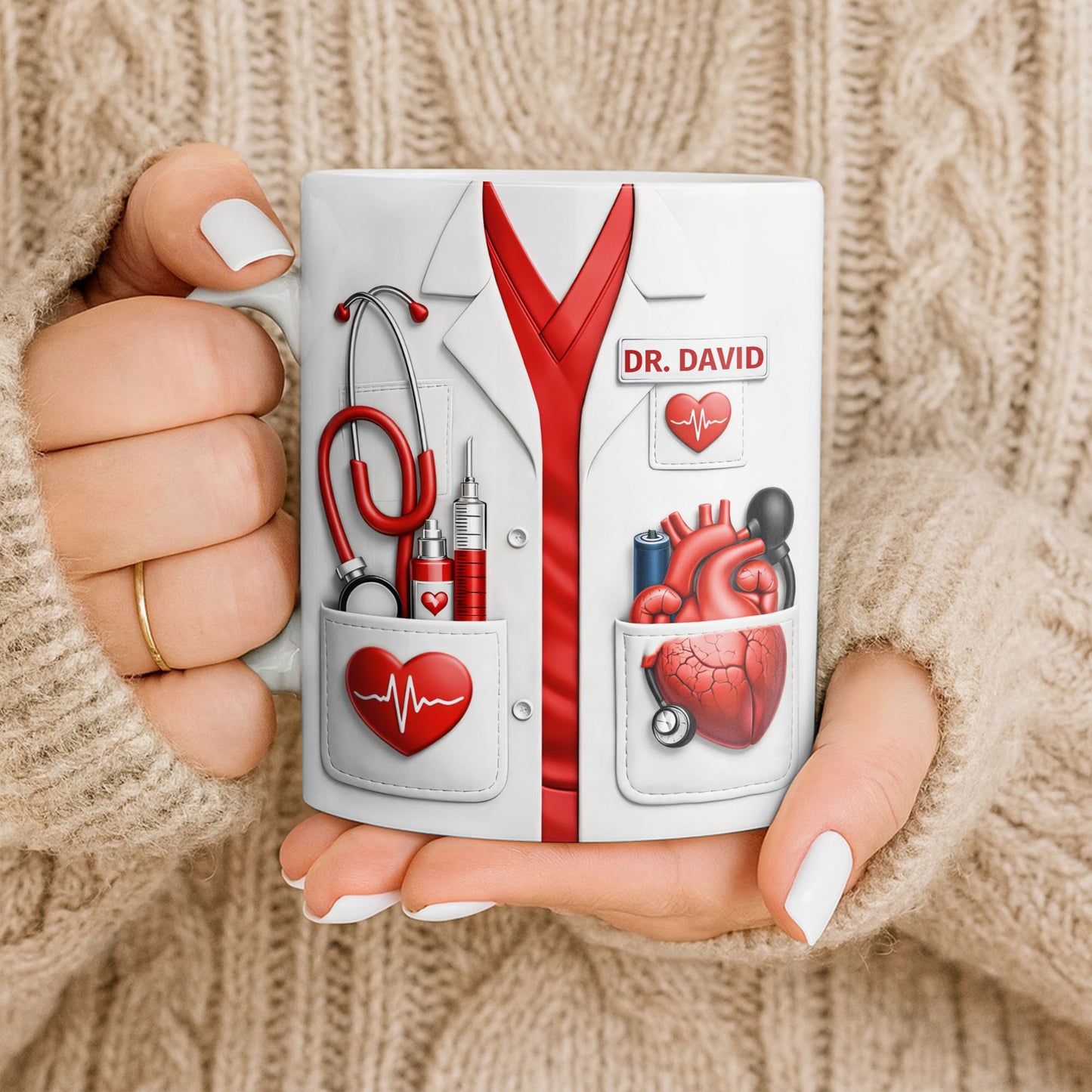 To My Favorite Doctor Highlighting Medical Tools and Heartbeat