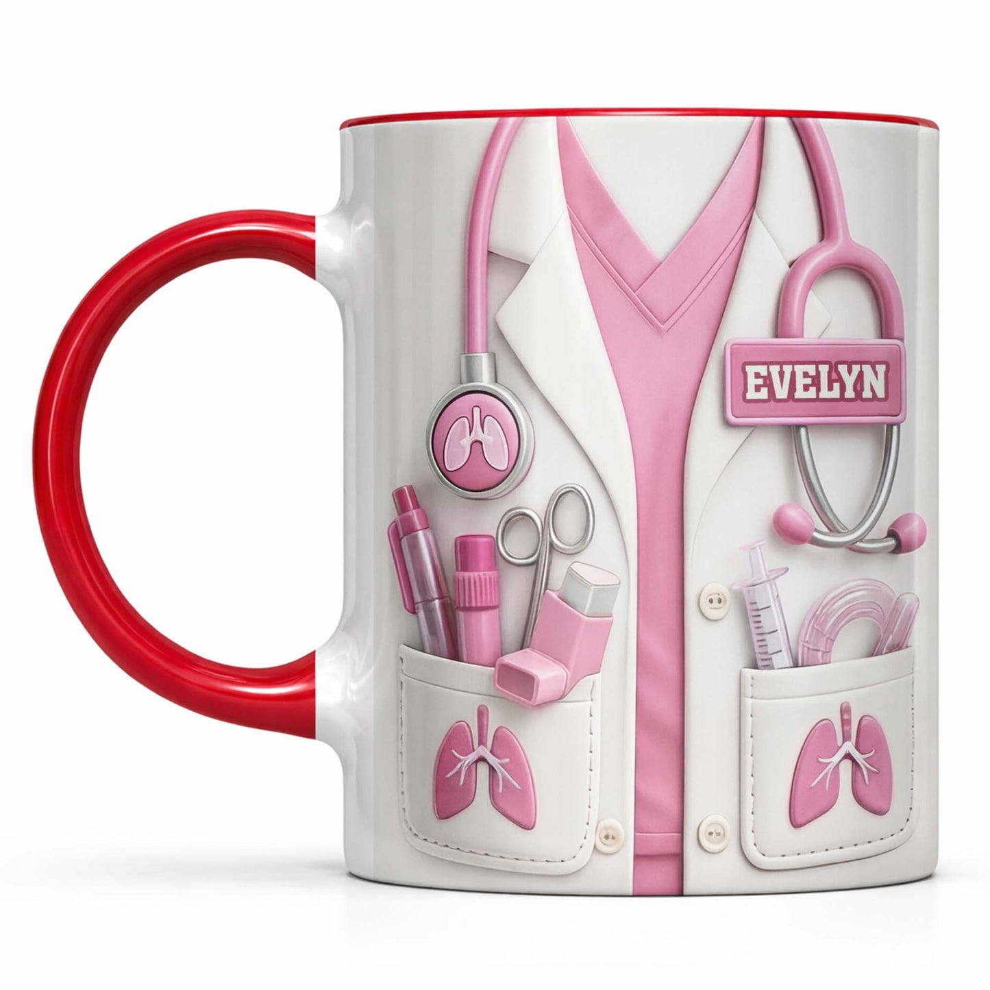 Dedicated To Healing Medical Lab Coat With Stethoscope And Lung Icons