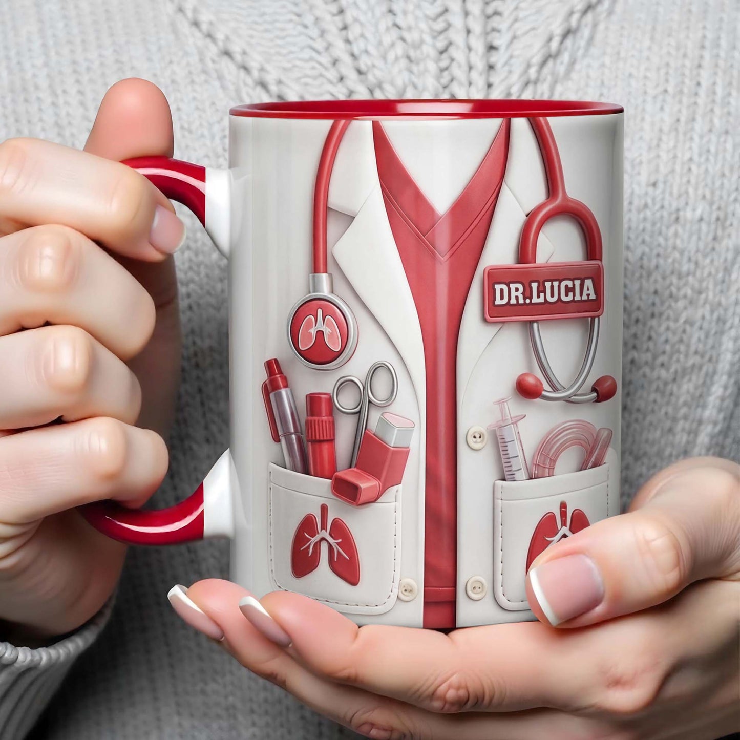 Dedicated To Healing Medical Lab Coat With Stethoscope And Lung Icons