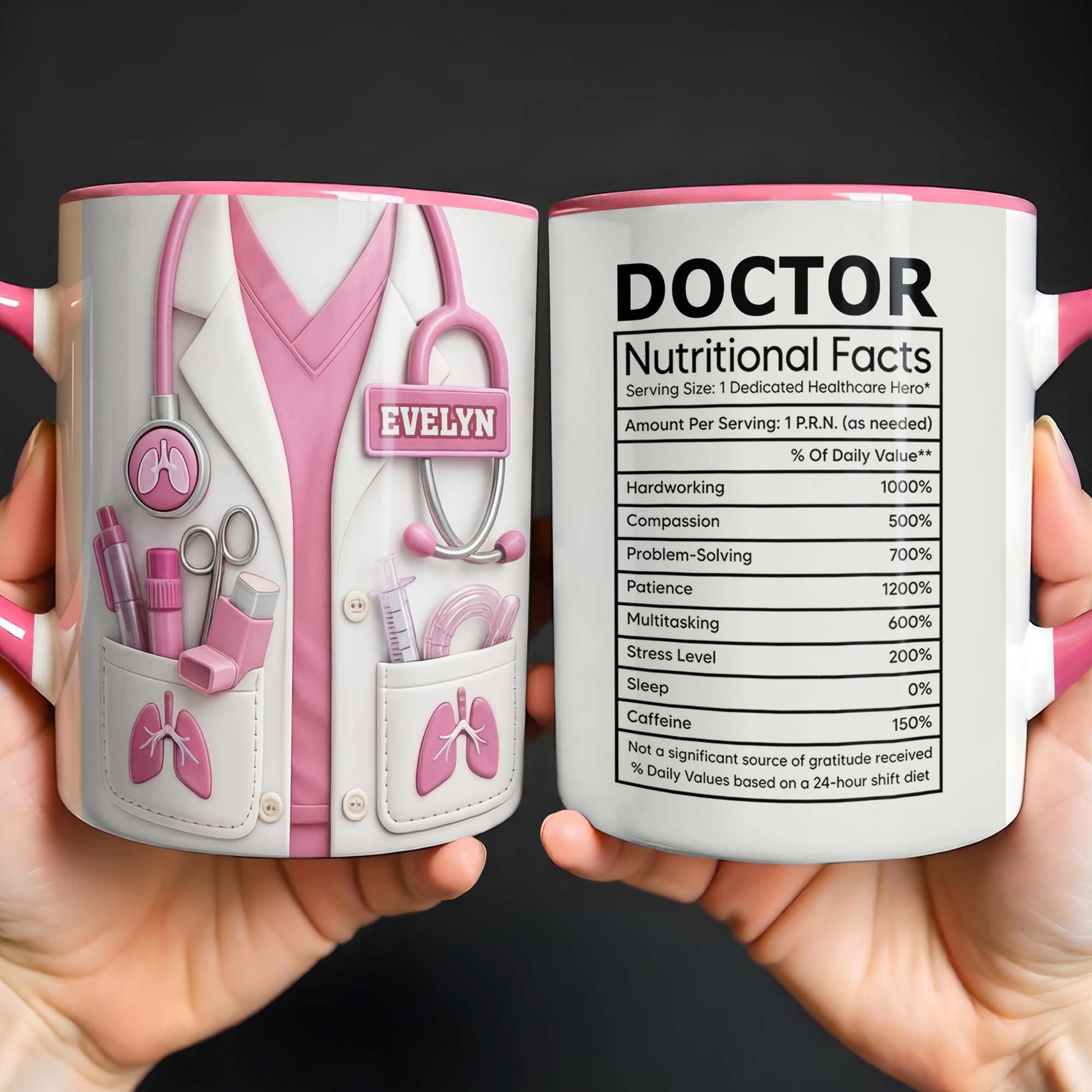 Dedicated To Healing Medical Lab Coat With Stethoscope And Lung Icons