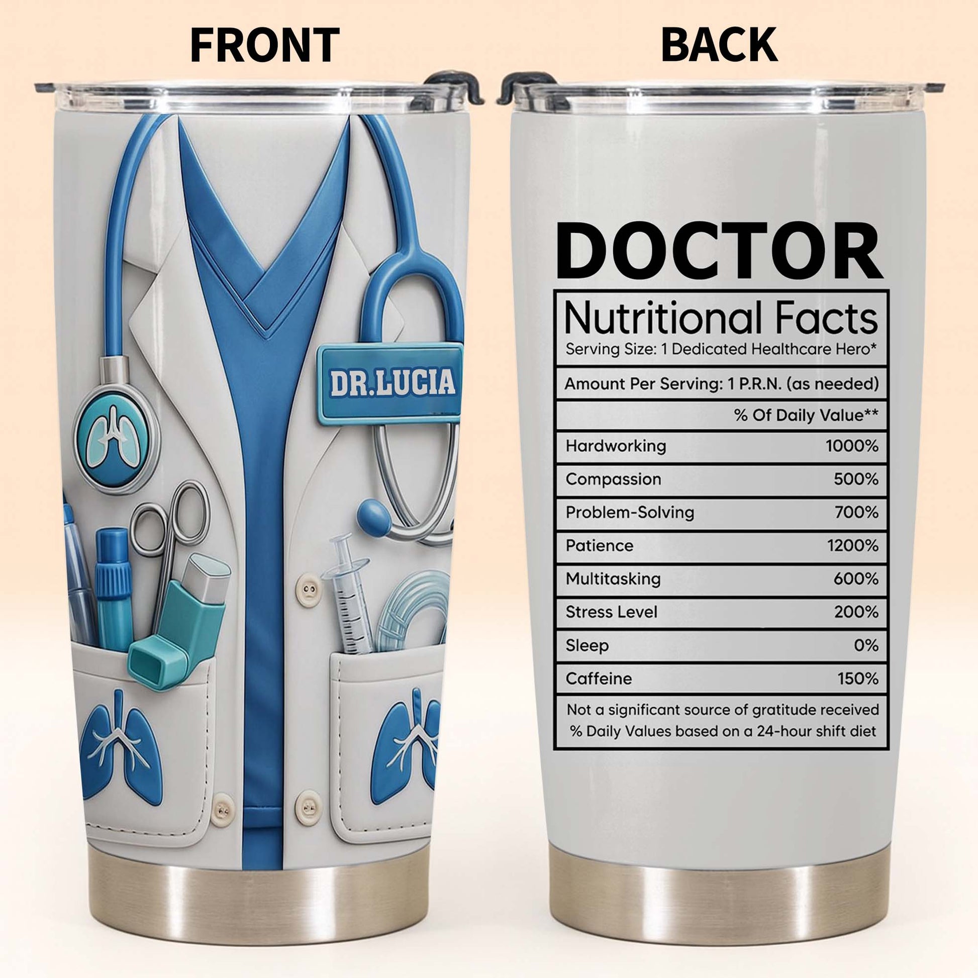 Doctor Nutritional Facts Lab Coat And Stethoscope Healthcare Gift