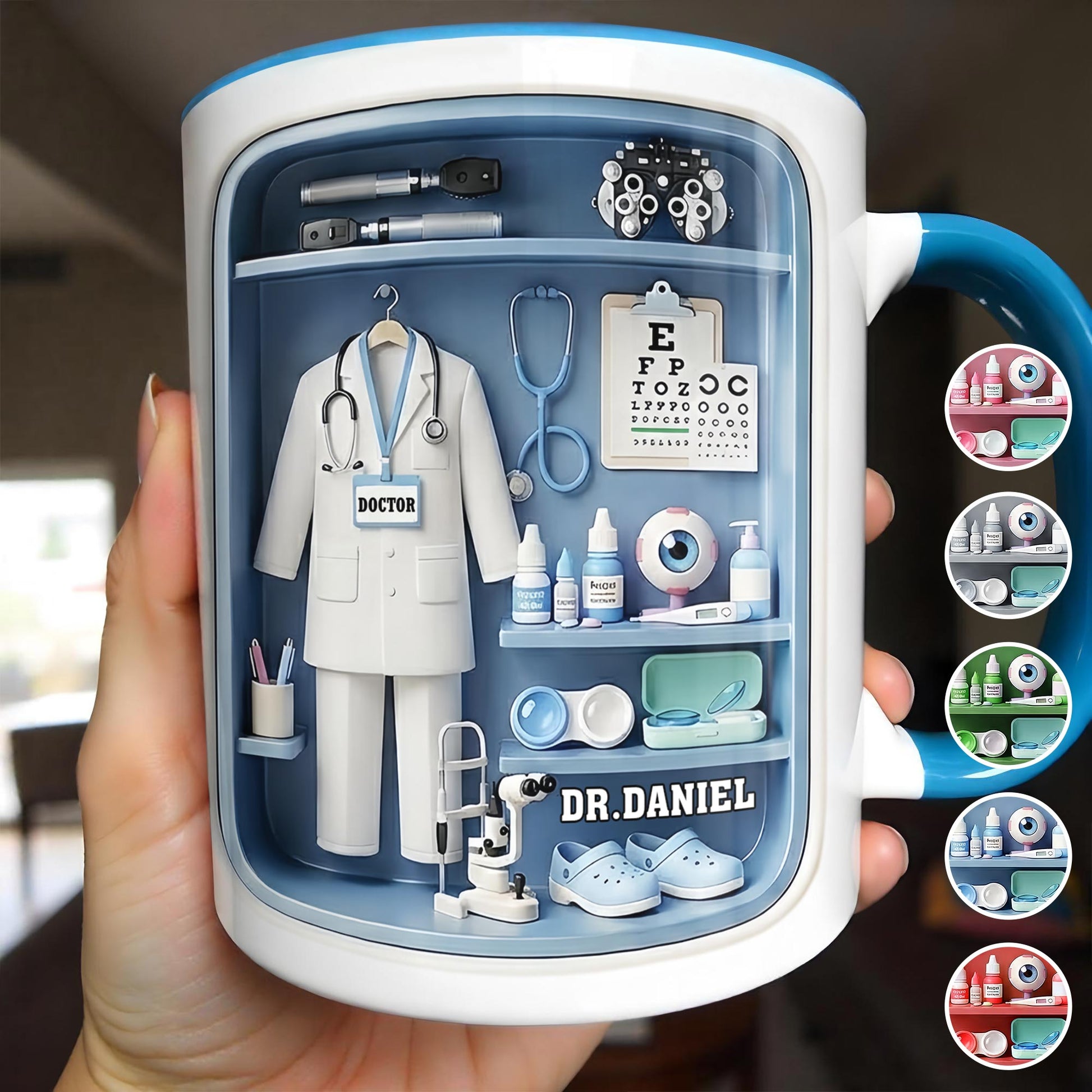 Doctor Office Shelf With Stethoscope And Medical Equipment