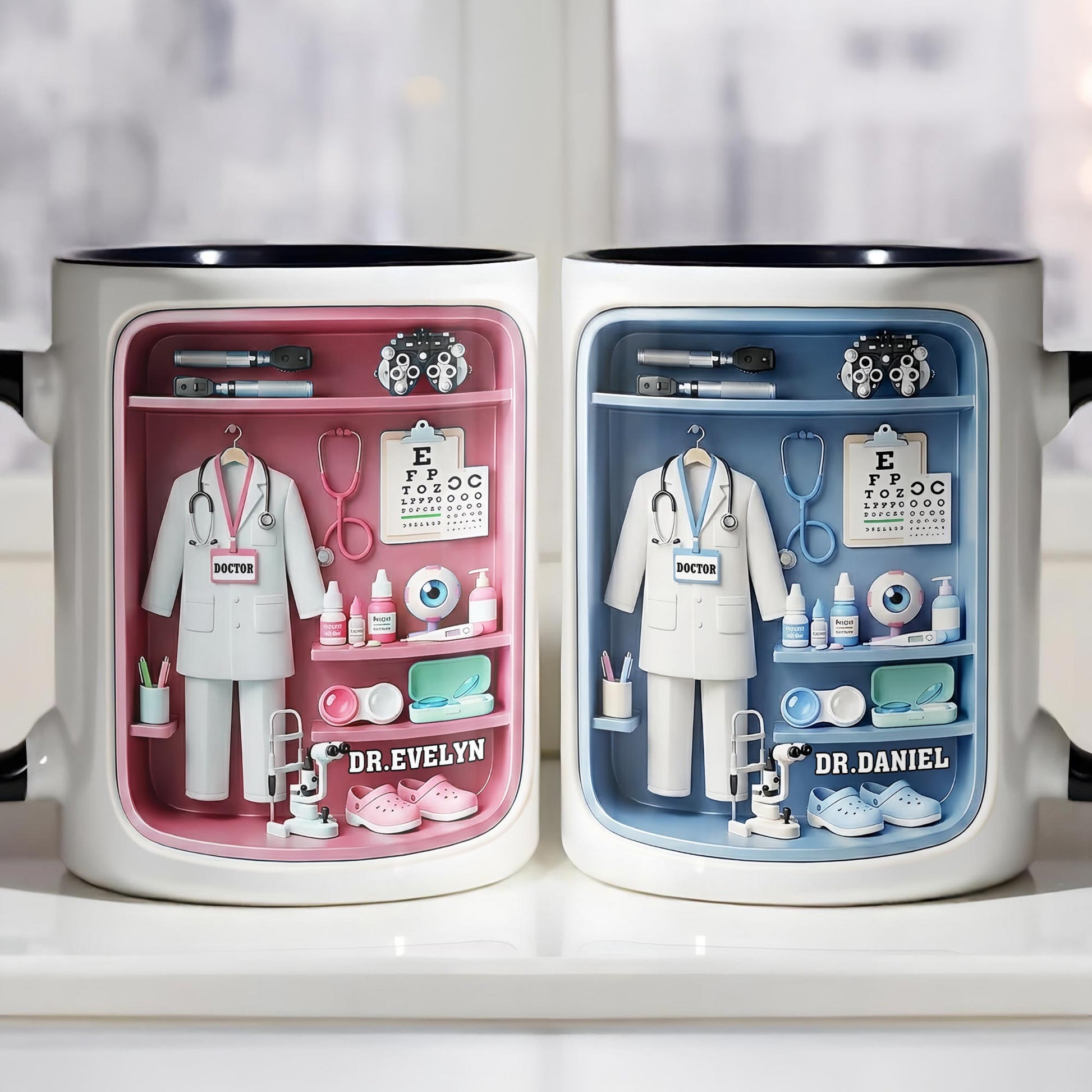 Doctor Office Shelf With Stethoscope And Medical Equipment