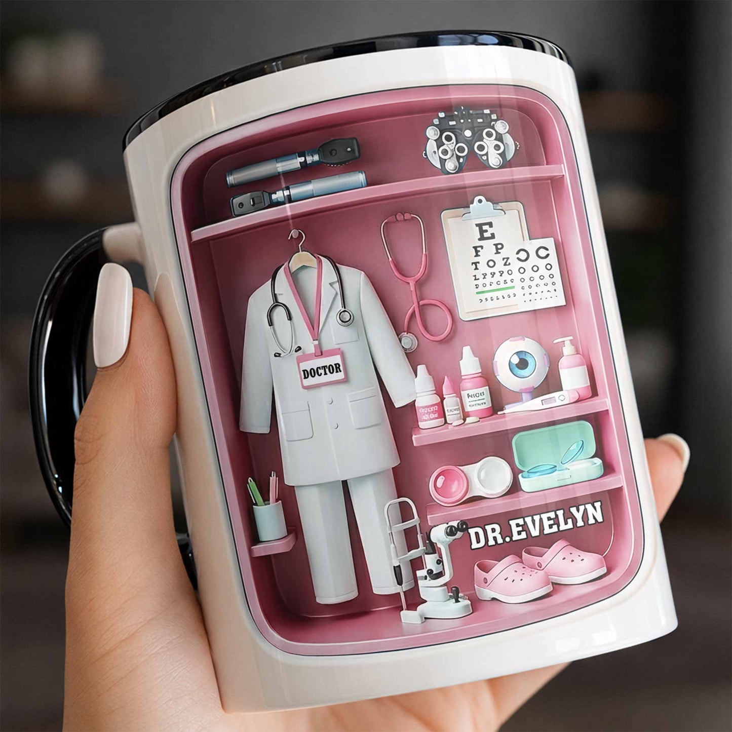 Doctor Office Shelf With Stethoscope And Medical Equipment