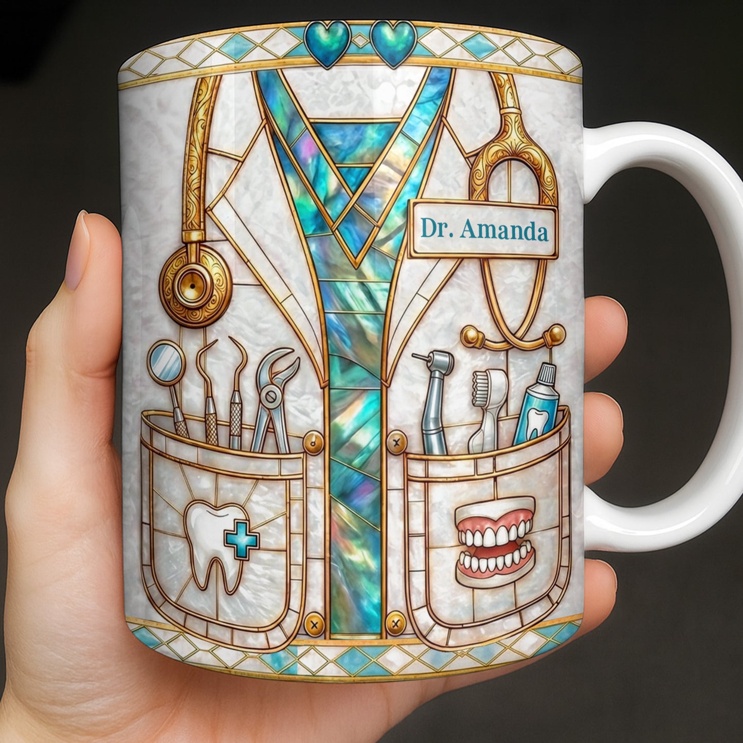 Unique Dentist-Themed Design With Essential Dental Tools