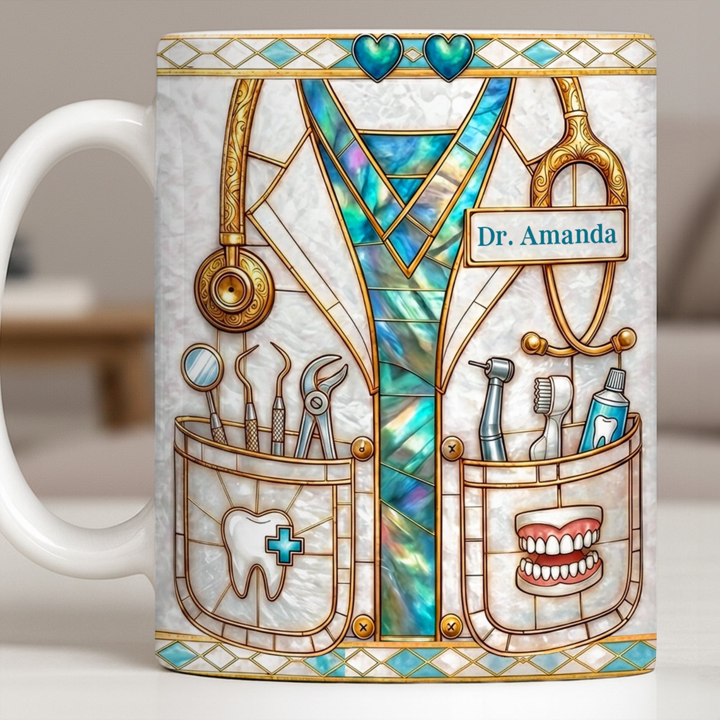 Unique Dentist-Themed Design With Essential Dental Tools
