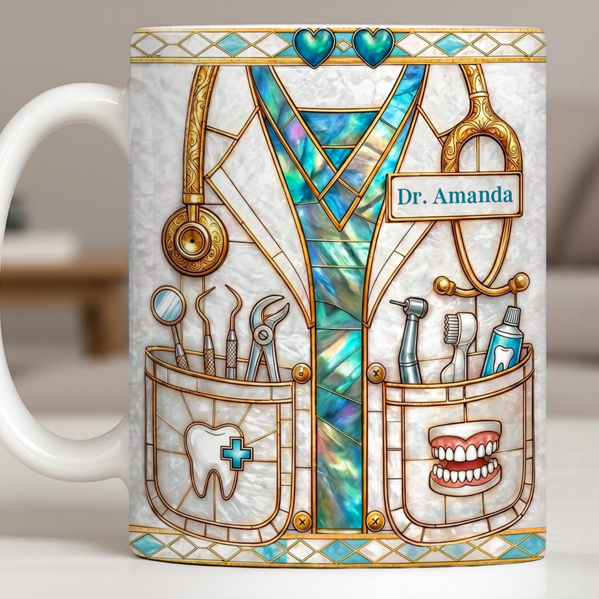 Unique Dentist-Themed Design With Essential Dental Tools