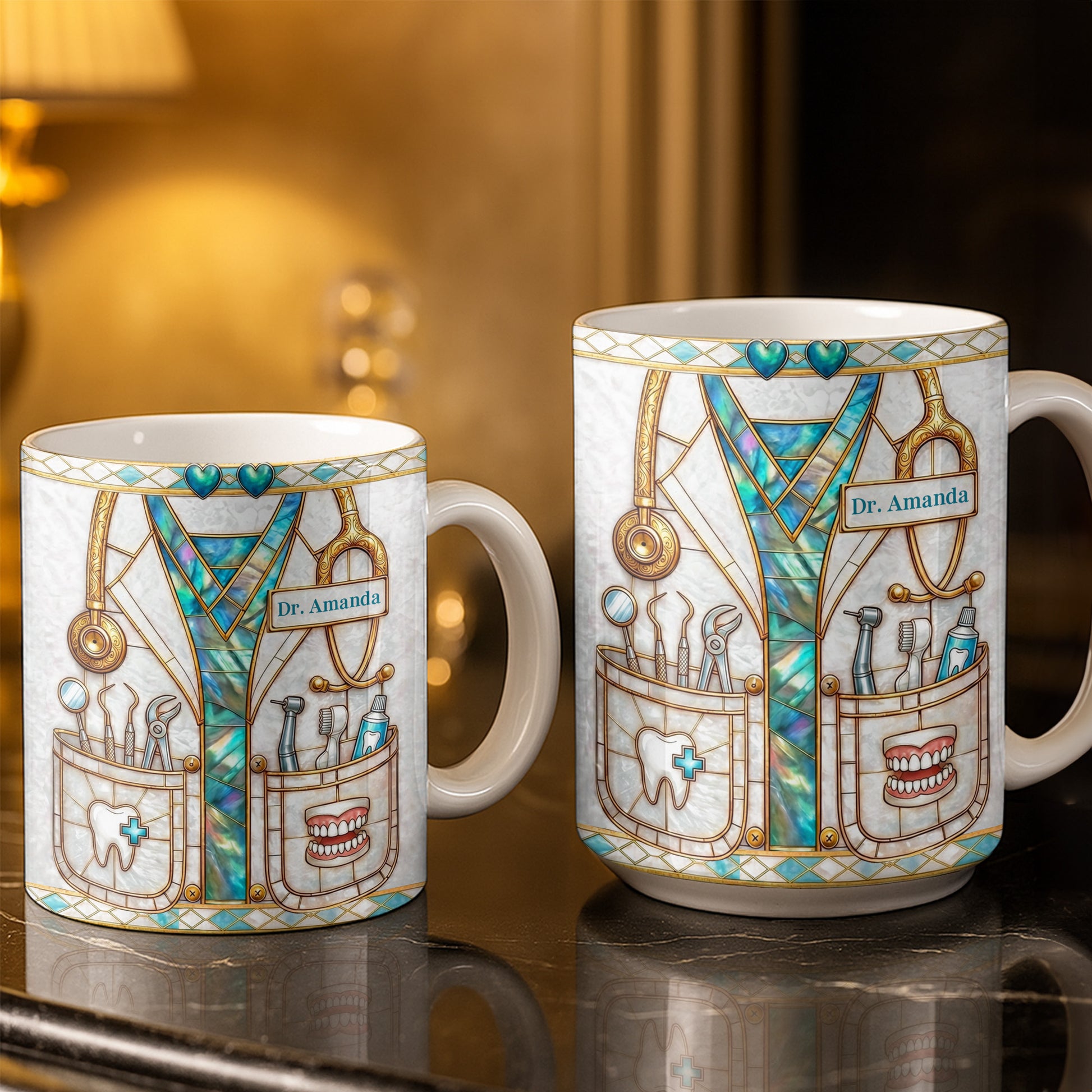 Unique Dentist-Themed Design With Essential Dental Tools