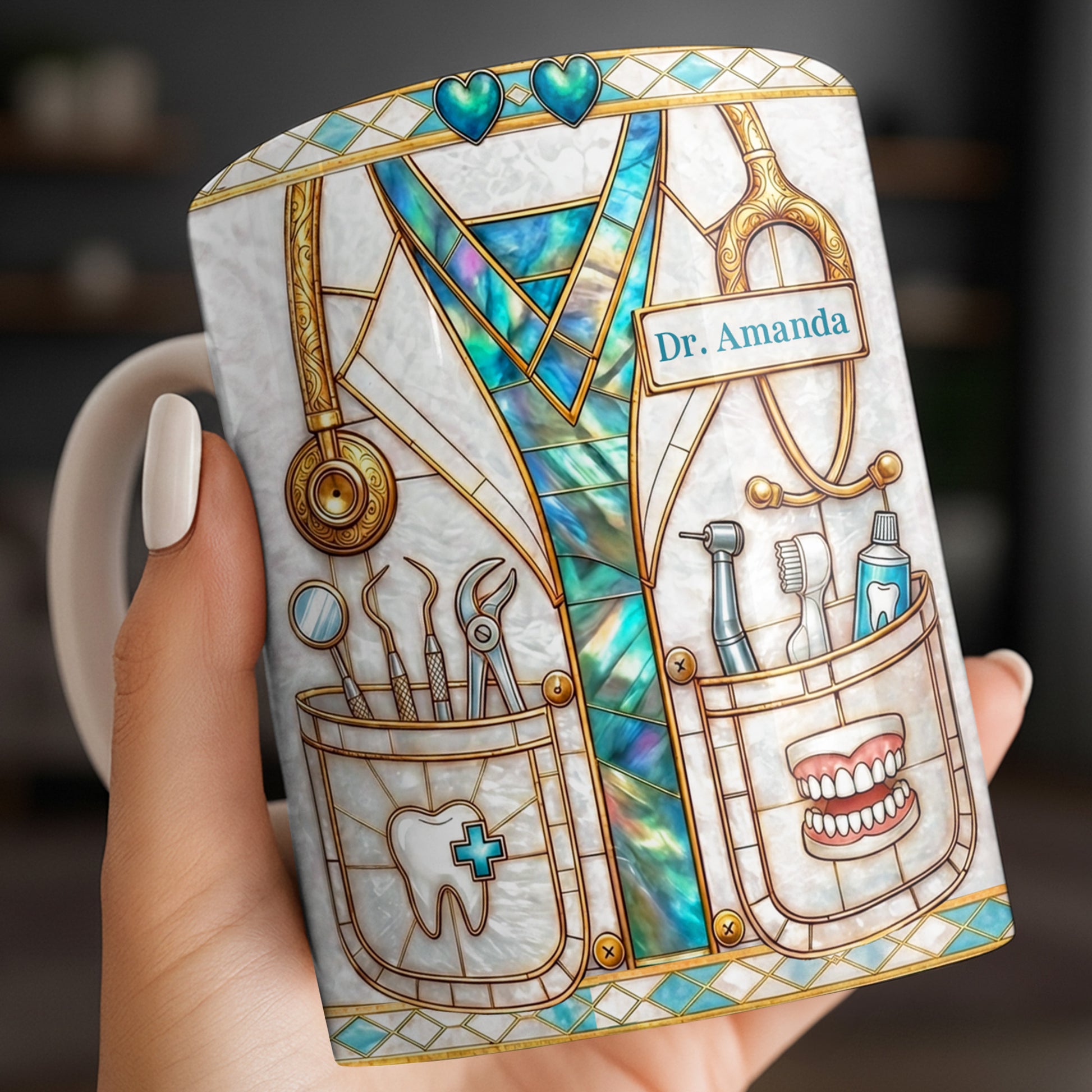 Unique Dentist-Themed Design With Essential Dental Tools