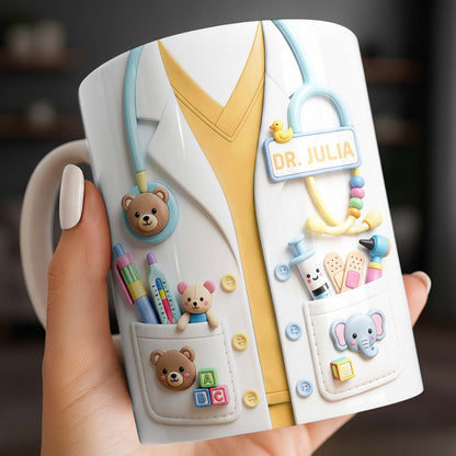 Dr. Personalized Pediatrician White Coat With Teddy Bear And Stethoscope