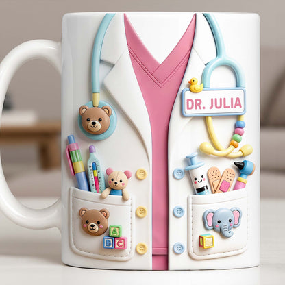 Dr. Personalized Pediatrician White Coat With Teddy Bear And Stethoscope