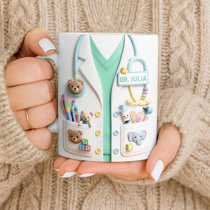Dr. Personalized Pediatrician White Coat With Teddy Bear And Stethoscope