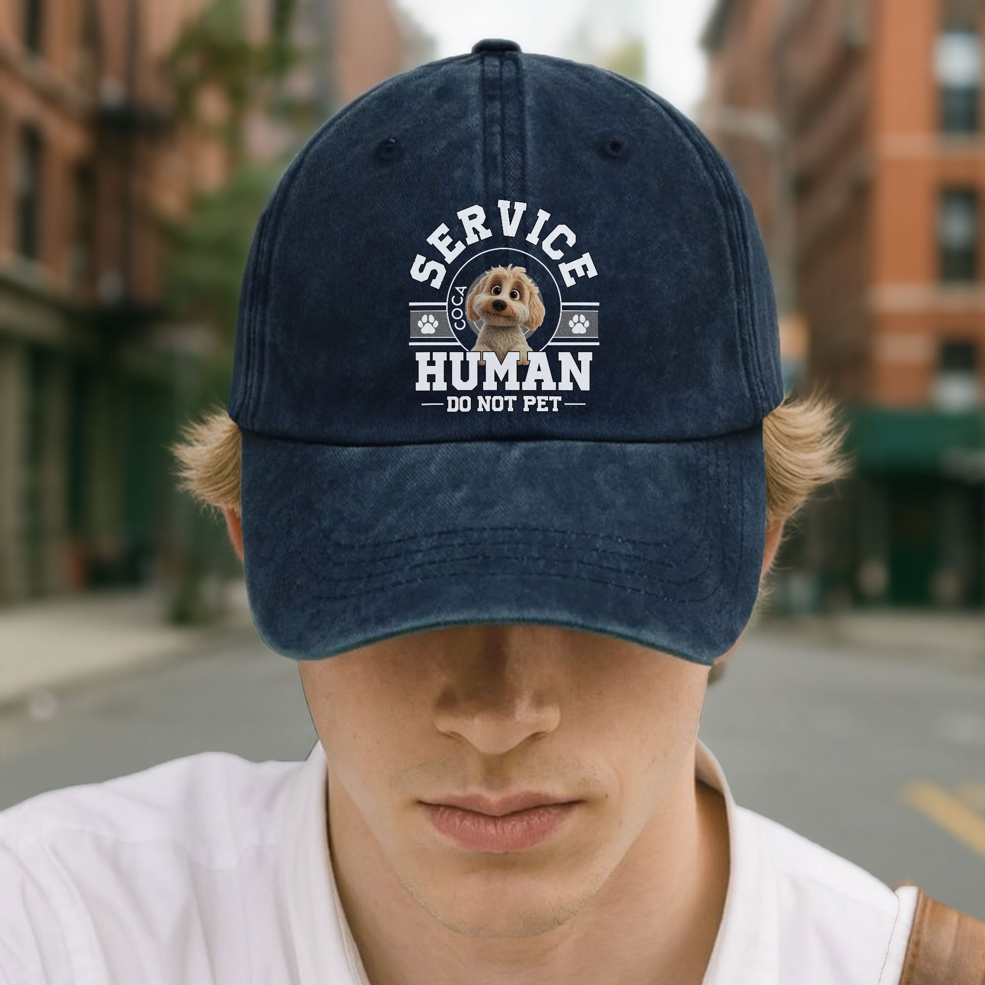 Service Human Do Not Pet Denim Cap