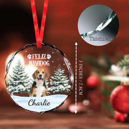 Feliz Navidog With Cute Dog In Snowy Landscape