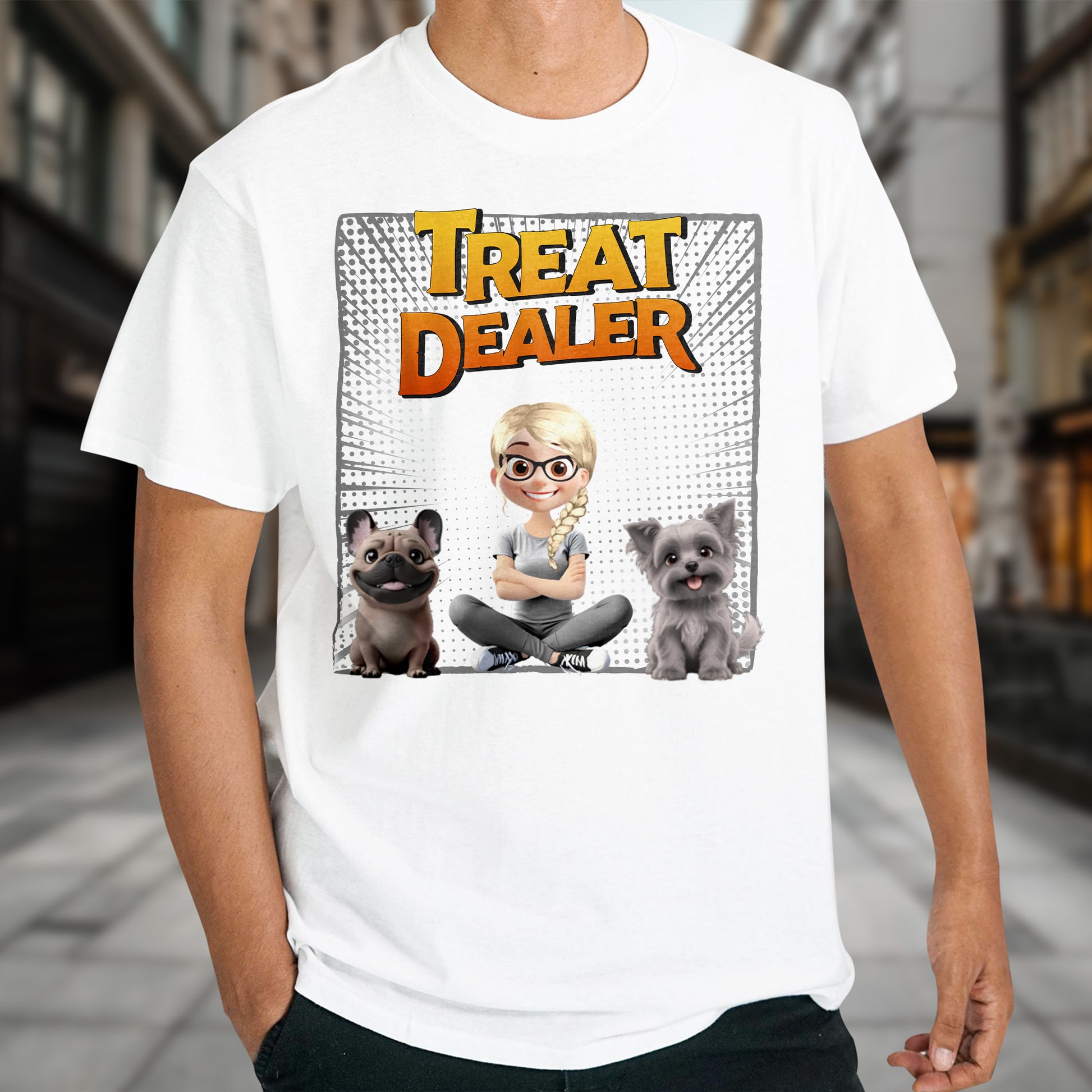 Treat Dealer With Cartoon Girl And Dogs