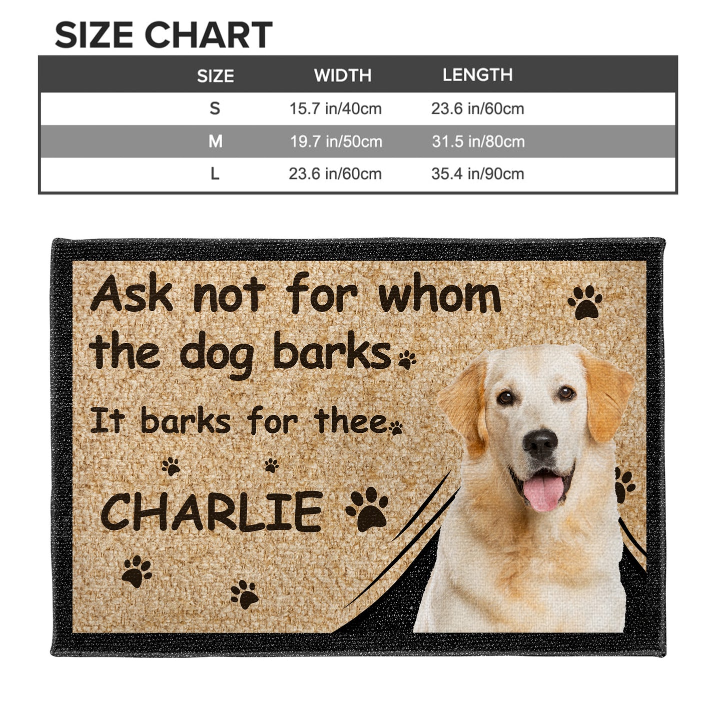 Ask Not For Whom The Dog Barks It Barks For Thee Paw Prints - Personalized Custom Doormat - DOG021_DRM