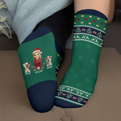 A Girl And Her Dogs, A Bond That Can't Be Broken - Personalized Crew Socks - DOG022_CSOCK