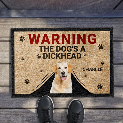 Warning The Dog's A Dockhead With Paw Prints Design