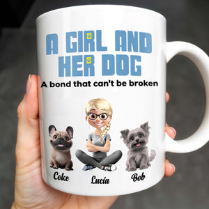 Una chica y su perro: un vínculo inquebrantable. Chica y perros - Taza de café personalizada - DOG025_MG