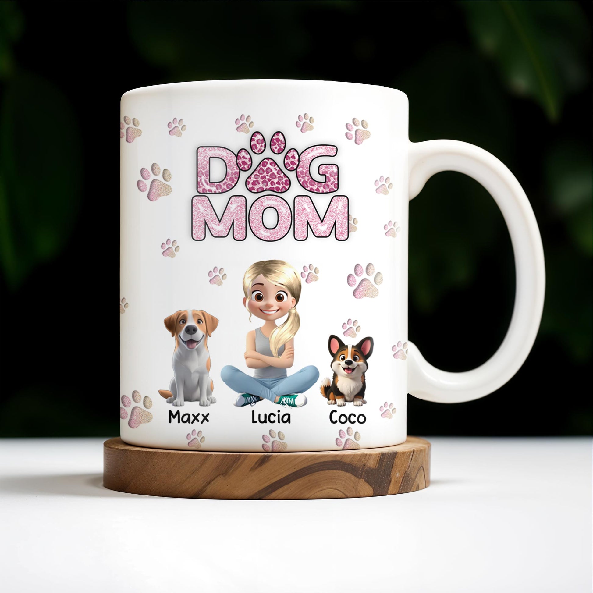 Dog Mom, Paw Prints and Cartoon Dogs