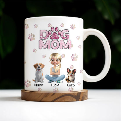 Dog Mom, Paw Prints and Cartoon Dogs