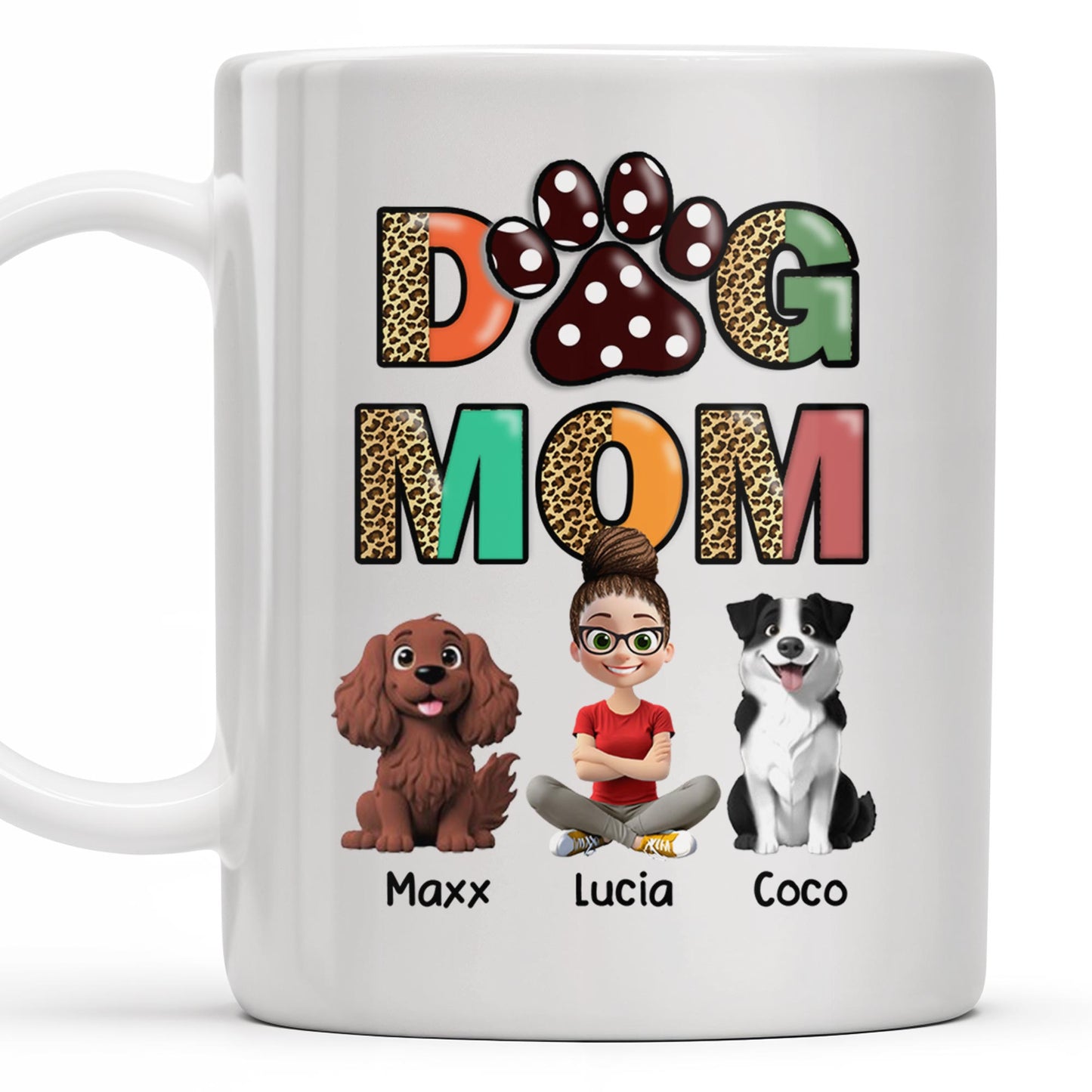 Dog Mom, Paw Print and Dogs
