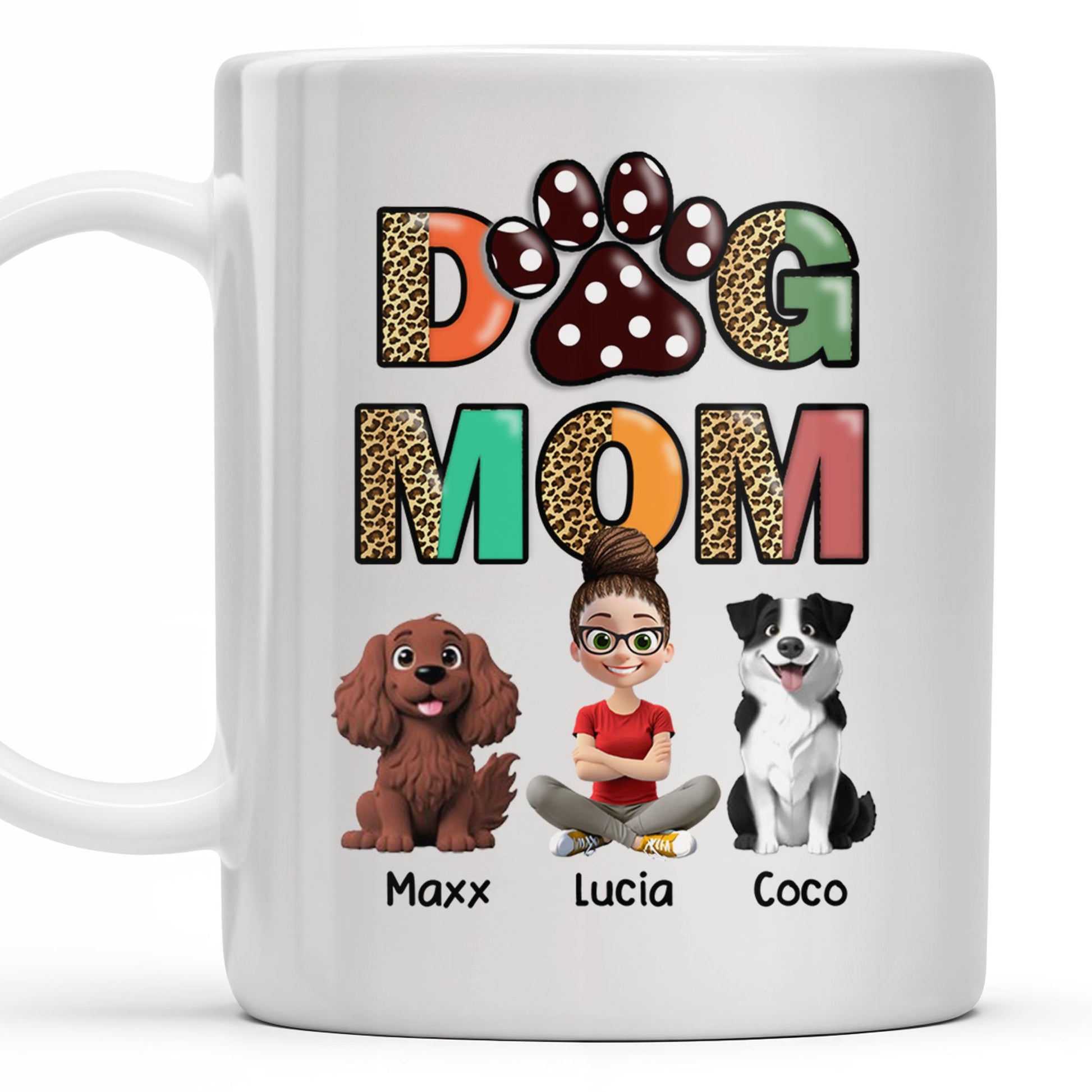 Dog Mom, Paw Print and Dogs