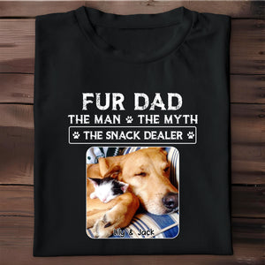 Fur Dad The Man The Myth The Snack Dealer, Paw Prints And Sleeping Pets - Personalized Custom Unisex T-shirt, Hoodie - DOG034_BBAS