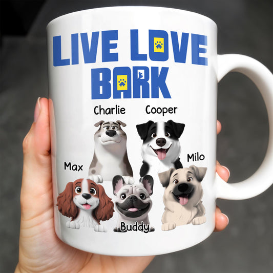 Live Love Bark, Dogs - Personalized Custom Coffee Mug - DOG044_MG