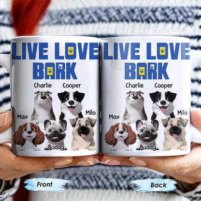 Live Love Bark, Dogs - Personalized Custom Coffee Mug - DOG044_MG