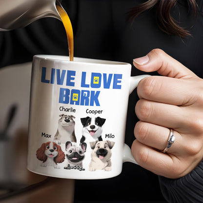 Live Love Bark, Dogs - Personalized Custom Coffee Mug - DOG044_MG