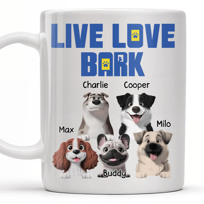Live Love Bark, Dogs - Personalized Custom Coffee Mug - DOG044_MG