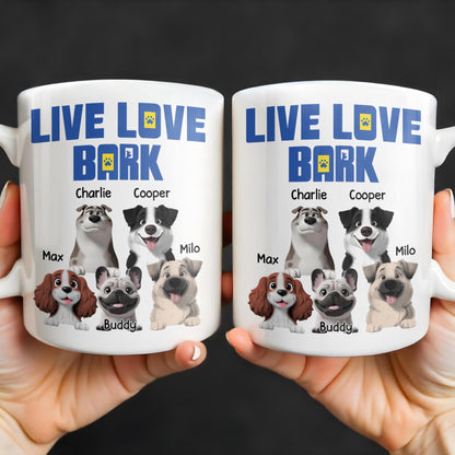 Live Love Bark, Dogs - Personalized Custom Coffee Mug - DOG044_MG