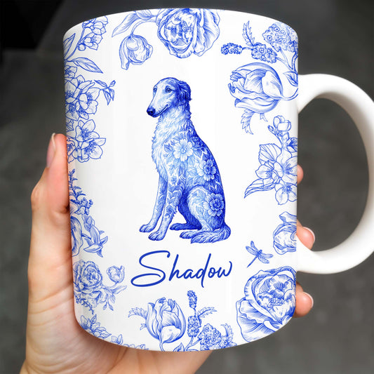 Personalized Blue Floral Dog Design - Personalized Custom Coffee Mug - DOG050_MG