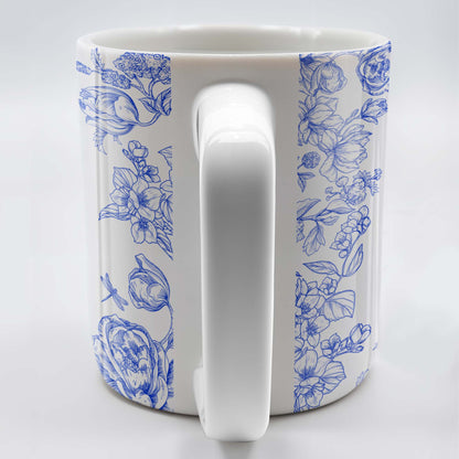 Tasse à café personnalisée avec motif floral bleu pour chien - DOG050_MG