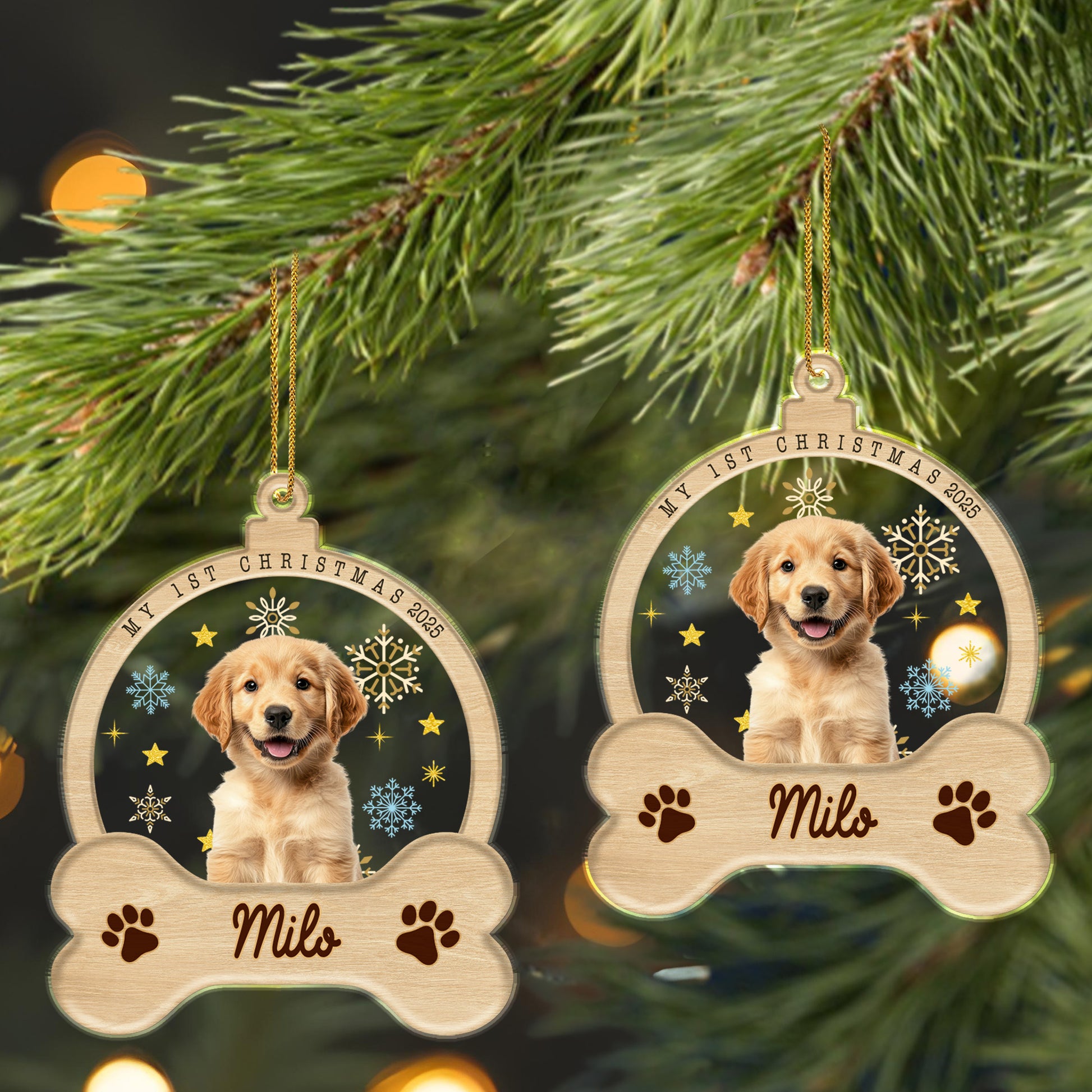 My 1st Christmas Paw Prints and Snowflakes