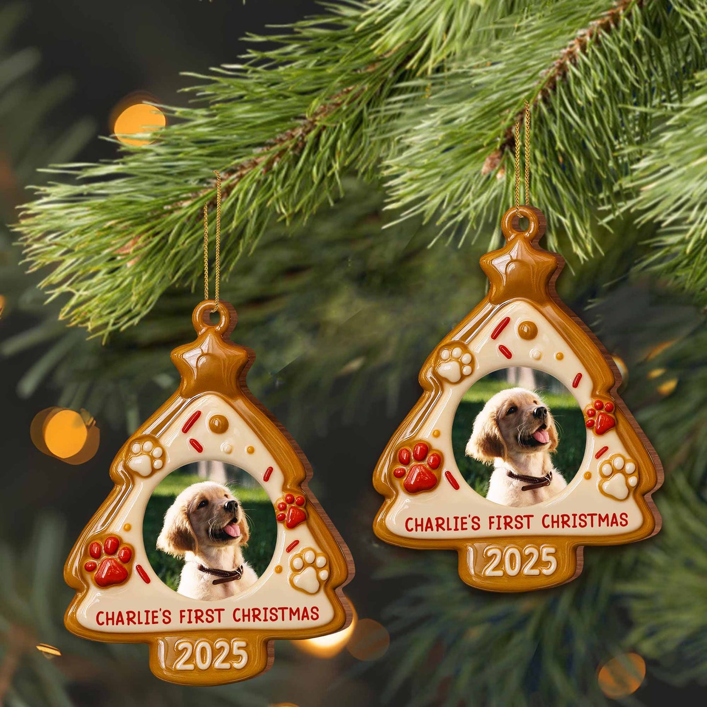 Your Pet's First Christmas, Paw Prints And Festive Decor